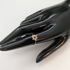 Vintage Gold Plated and Red Floral Ring